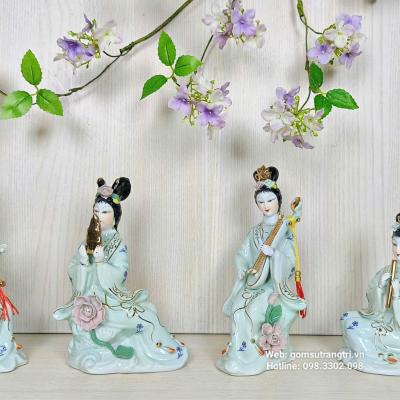 TƯỢNG SỨ TỨ CẦM MEN XANH